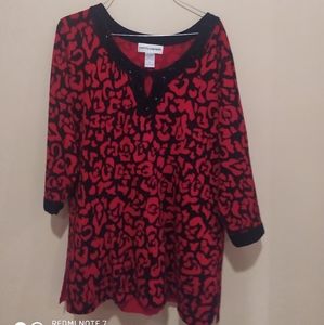 Ladies Sweater red/black Cathy Daniels